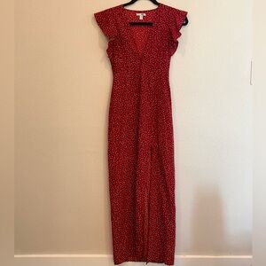 Amuse society red and white polka dot maxi dress